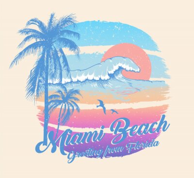 Poster Miami zonsondergang