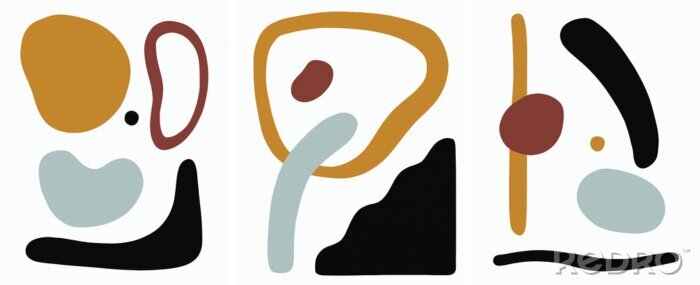 Poster mid century modern abstract art minimalist design,vector illustration set