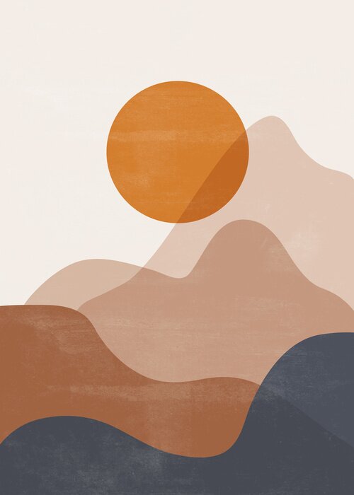 Poster Mid century sunset mountain print boho minimalist printable wall art abstract
