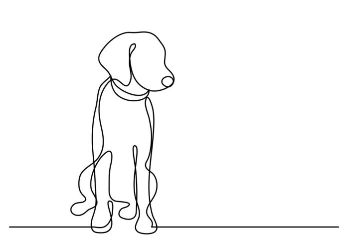 Poster Minimalisme hond silhouet op een witte achtergrond