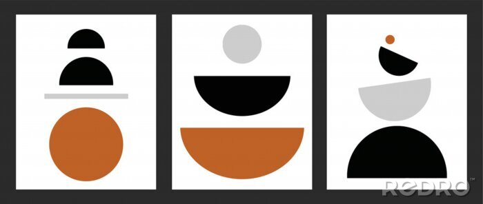 Poster minimalist geometrical abstract art mid century modern style simple color palette artwork templates set of 3