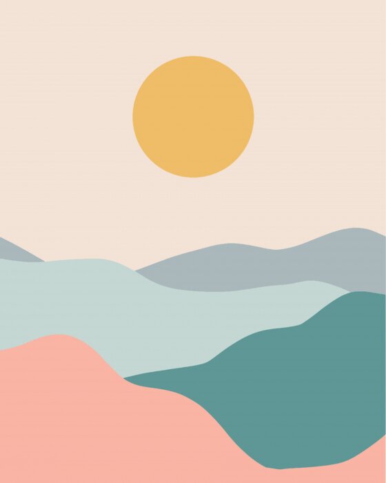 Poster Minimalist landscape pastel colors vector