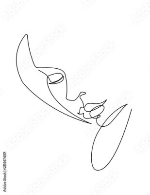 Poster Minimalistisch vrouwengezicht op een witte achtergrond