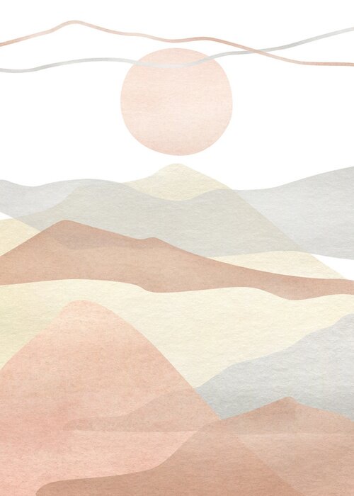 Poster Minimalistische afbeelding met een pastelkleurige zonsondergang.