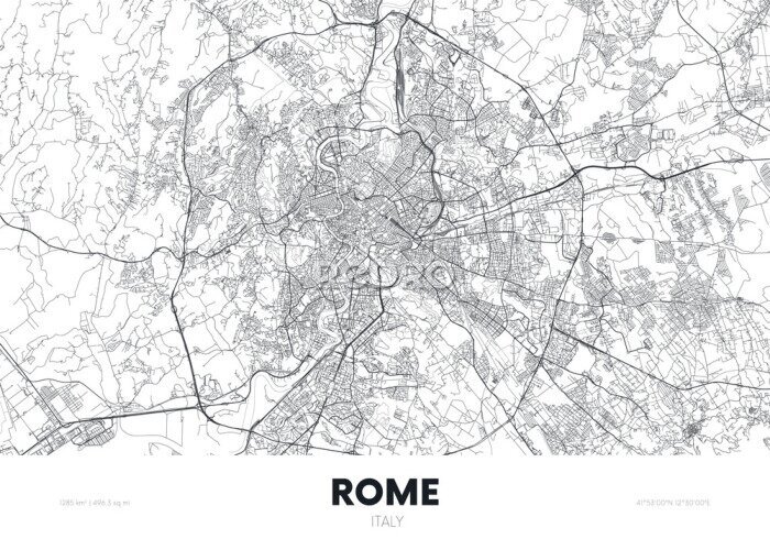 Poster Minimalistische kaart van Rome