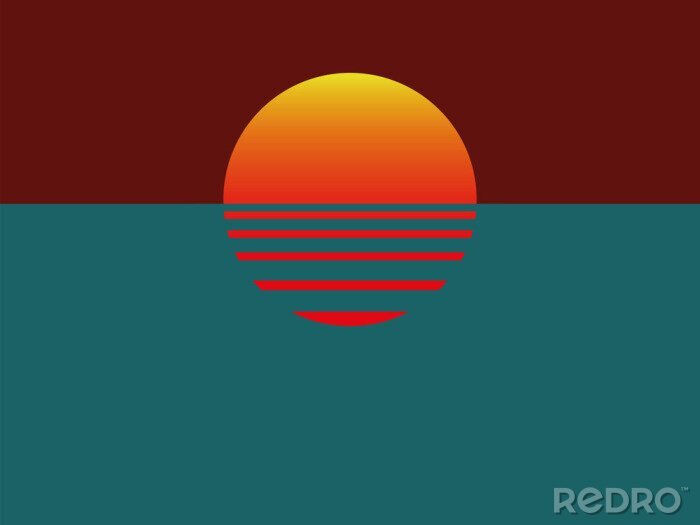 Poster Minimalistische zonsondergang