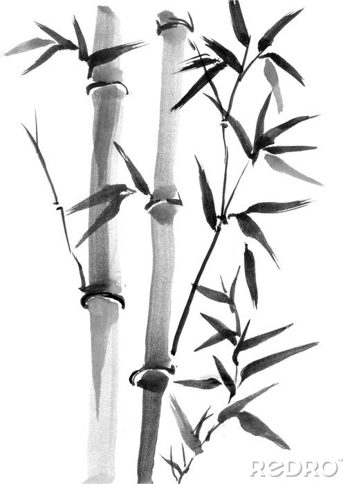 Poster Minimalistische zwarte bamboe