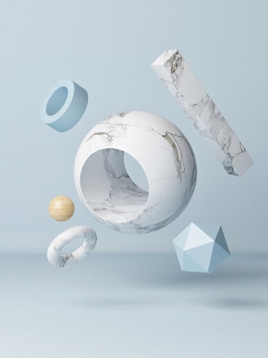 Poster Mock up podium in abstract blue composition, 3d render, 3d illustration