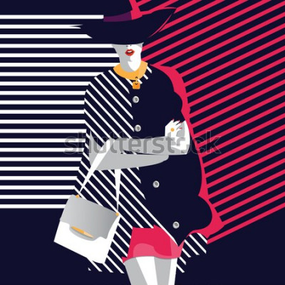 Poster Mode vrouw in stijl popart. Vector illustratie