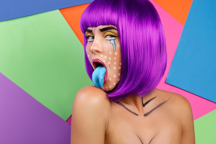 Poster Model in creative image with pop art makeup