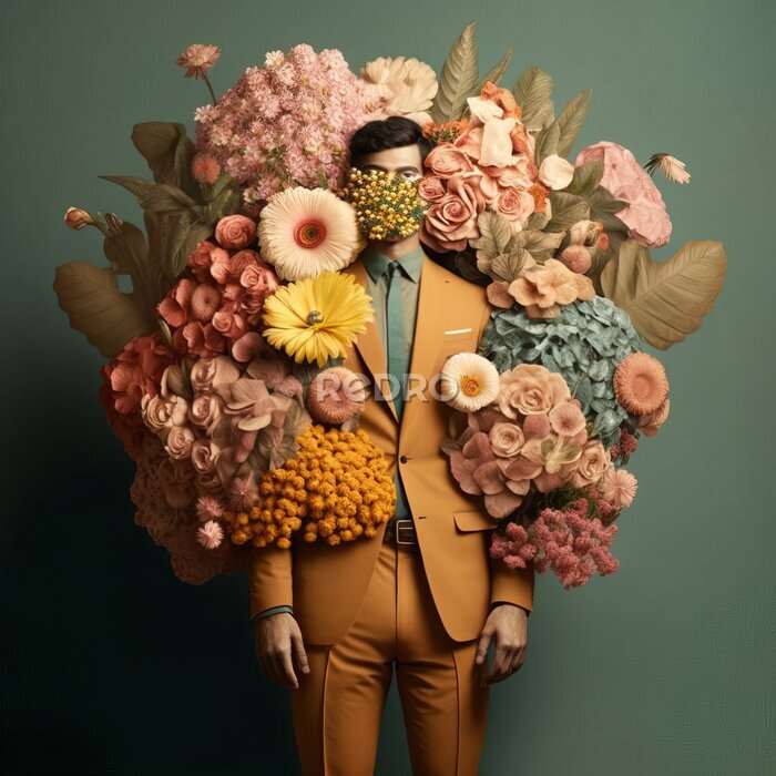 Poster Model tussen bloemen