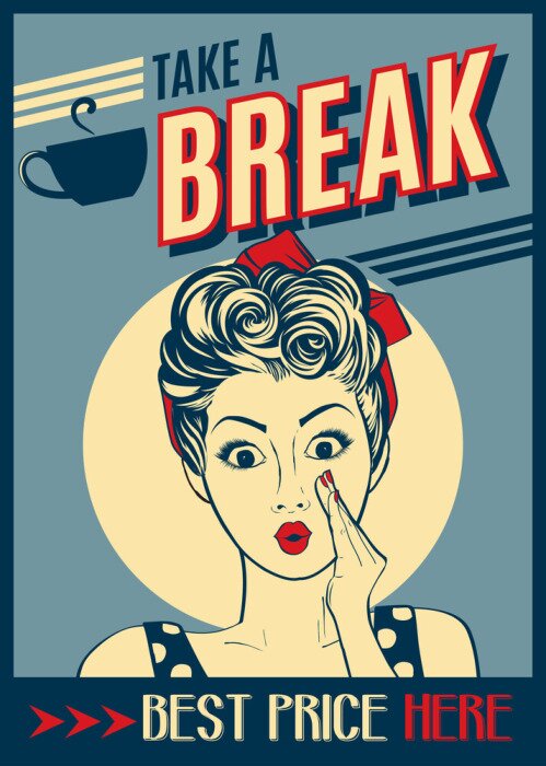 Poster Modemensen in een retro café