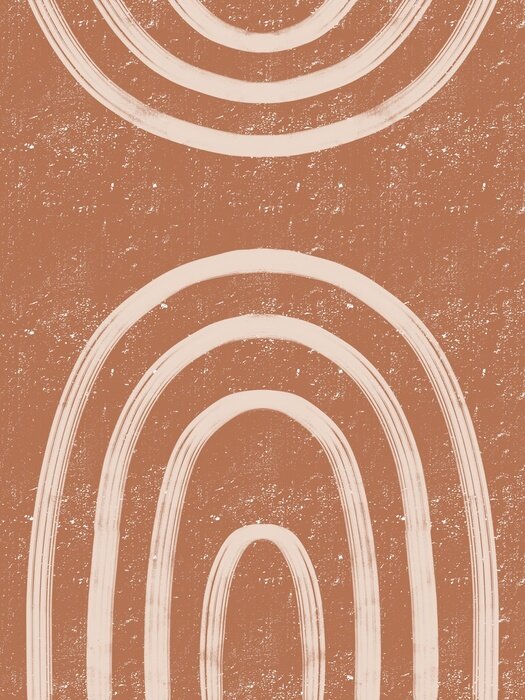 Poster Modern abstract art with geometric lines rainbows. Minimalist boho decor for printable. Hand drawn illustration in sand palette. Styled design for home decor. 