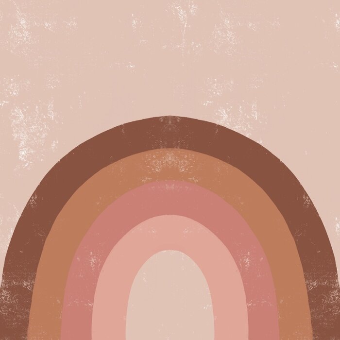 Poster Modern abstract art with textured rainbow. Minimalist boho style for design and decoration. Hand drawn illustration in pastel colors. Perfect for home and nursery decor. 