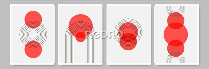 Poster Modern abstract geometric poster cover. Minimal retro boho bauhaus composition shapes design. Colorful geometric background. Vector illustration.