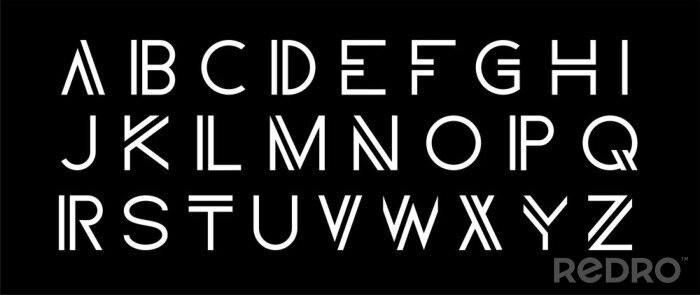 Poster Modern alfabet op een donkere achtergrond