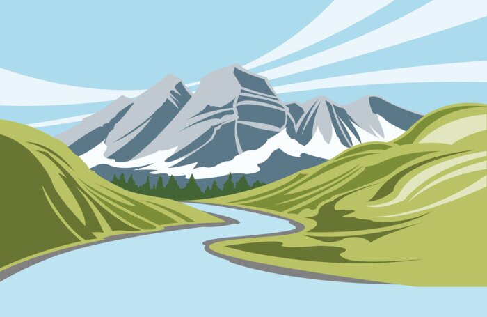 Poster Modern bergpanorama