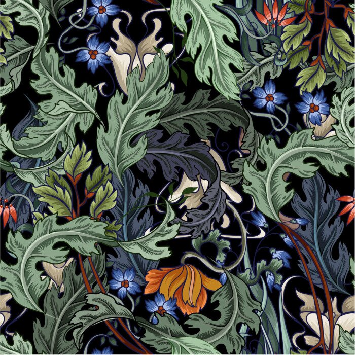 Poster Modern bloemenpatroon in art deco