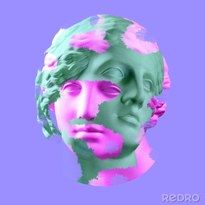 Poster Modern conceptual art poster with ancient statue of bust of Venus. Collage of contemporary art.