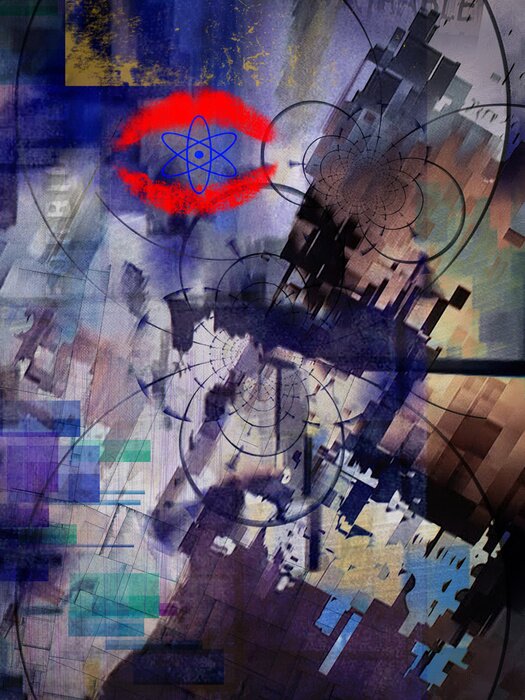 Poster Modern grunge abstract art. Atomic Kiss
