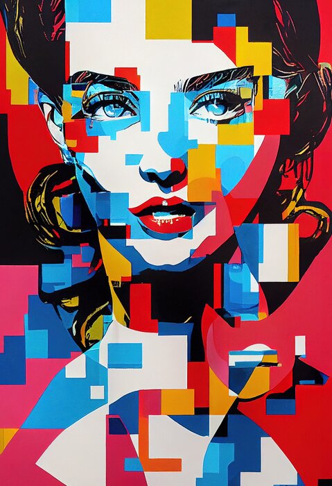 Poster Modern kleurenportret van een vrouw