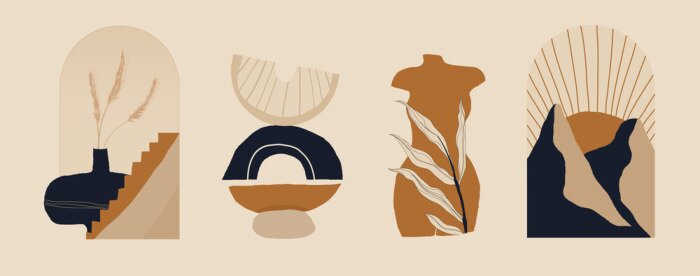 Poster Modern minimalist abstract aesthetic illustrations. Bohemian style wall decor. Collection of contemporary artistic posters. 