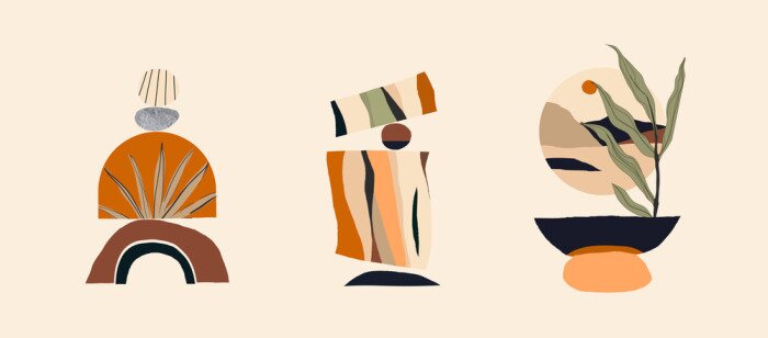 Poster Modern minimalist abstract aesthetic illustrations. Bohemian style wall decor. Collection of contemporary artistic posters. 