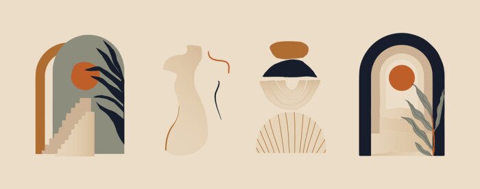 Poster Modern minimalist abstract aesthetic illustrations. Bohemian style wall decor. Collection of contemporary artistic prints. 