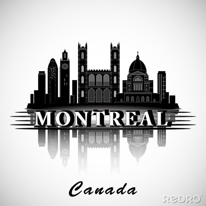 Poster Modern Montreal City Skyline Design. Canada