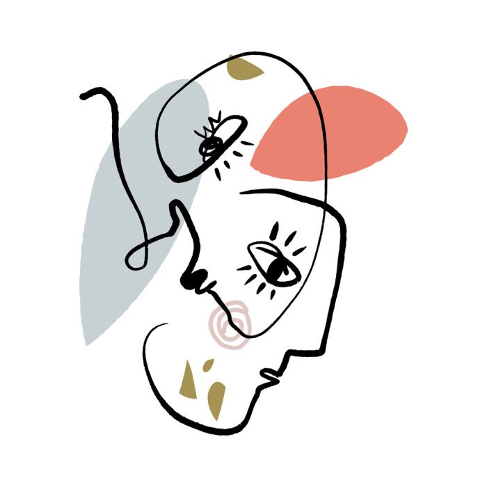 Poster Modern portret van twee mensen