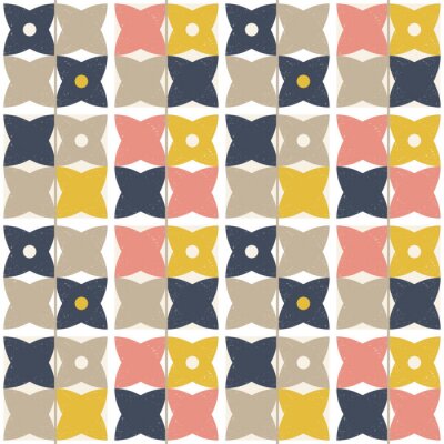 Modern vector abstracte naadloze geometrische patroon met halve cirkels en cirkels in retro-Scandinavische stijl