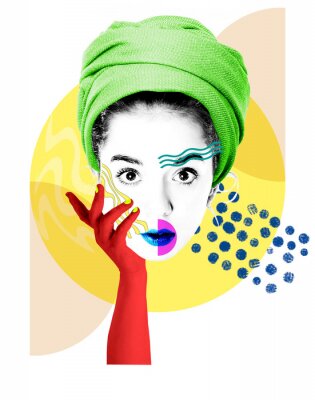 Poster Moderne collage: portret van een meisje in een Afrikaanse stijl ..