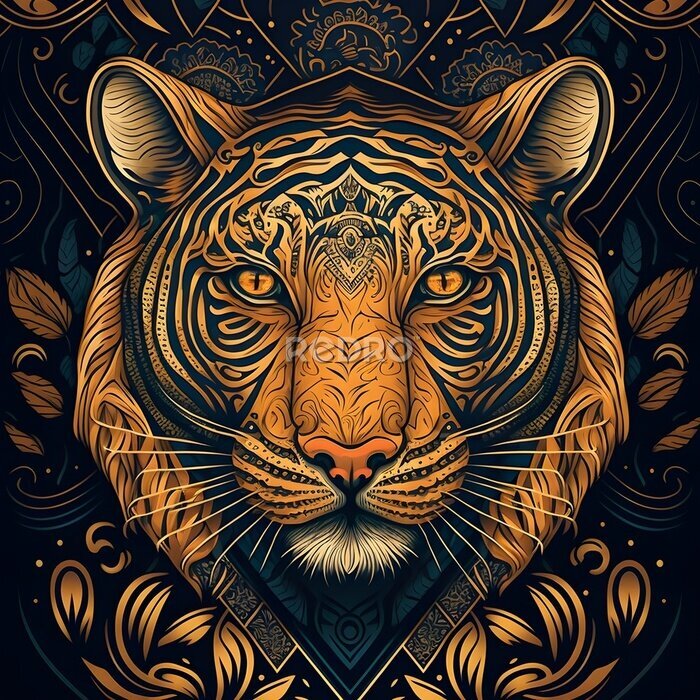 Poster Moderne graphics met een tijger