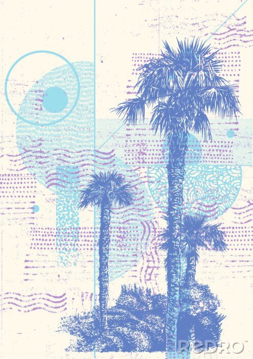 Poster Moderne illustratie met palmen