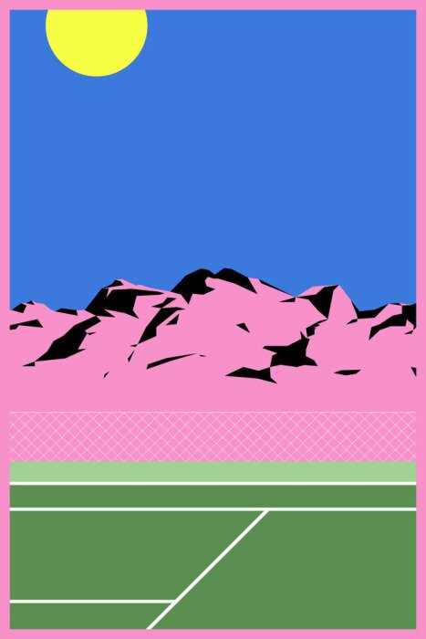 Poster Moderne tennisbaan illustratie