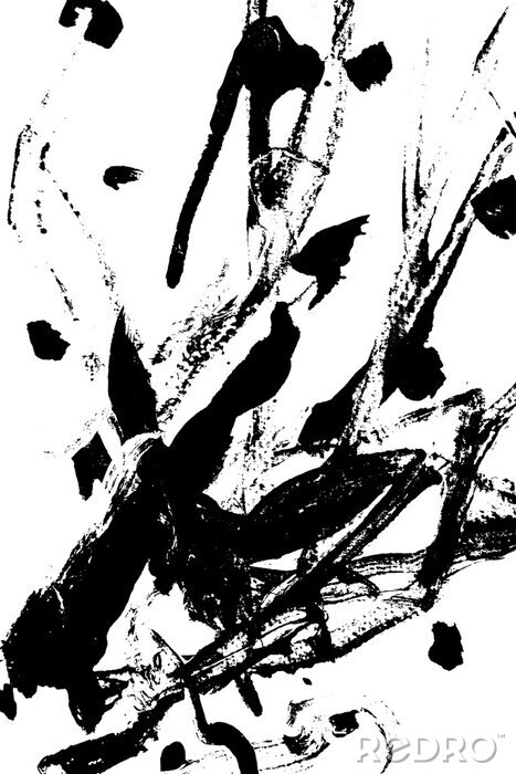 Poster Moderne zwart-witte abstractietekening