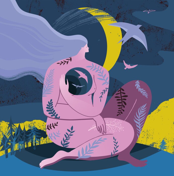 Poster Moeder Natuur, de bewaker van vogels