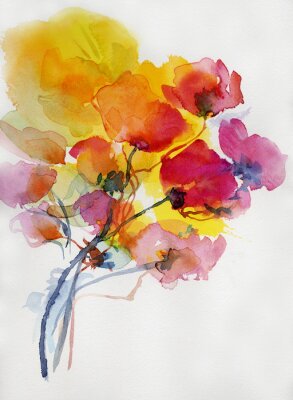 Poster Mohnblumen malerei aquarell