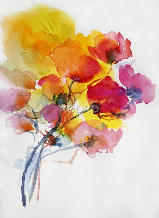 Poster Mohnblumen malerei aquarell