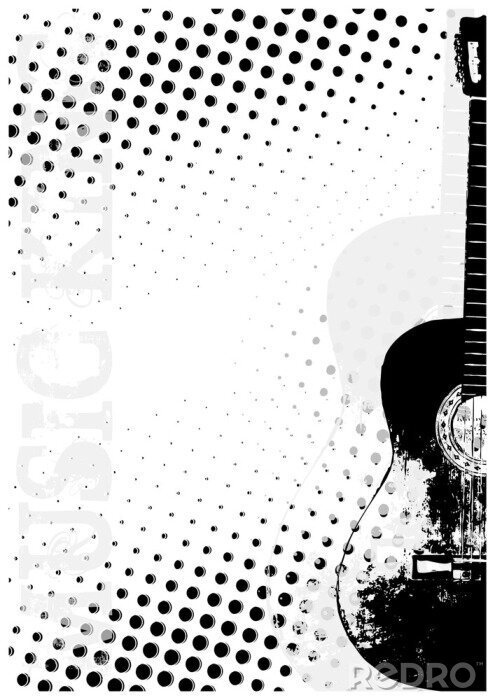 Poster Monochromatische gitaar