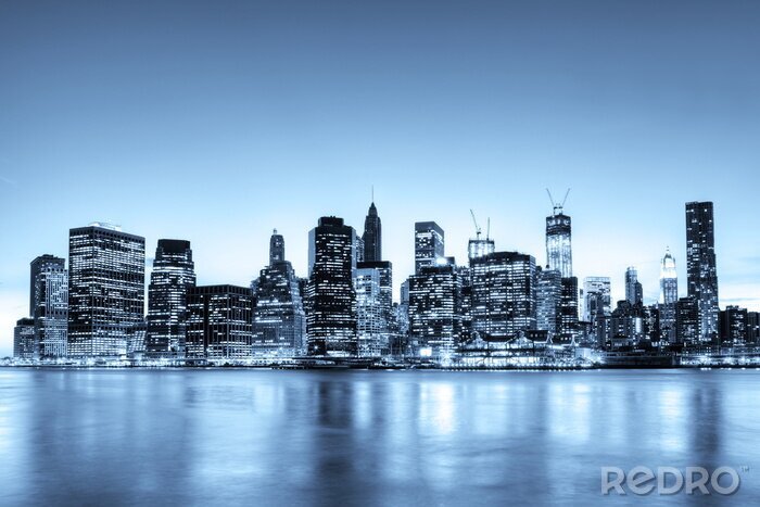 Poster Monochrome skyline van New York