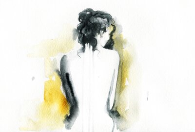 Fotobehang Mooi gezicht. vrouwenportret. abstracte aquarel .fashion achtergrond