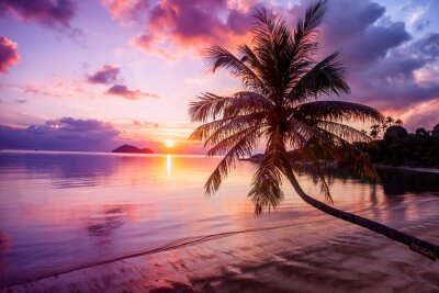 Mooie heldere zonsondergang op een tropisch paradijs strand