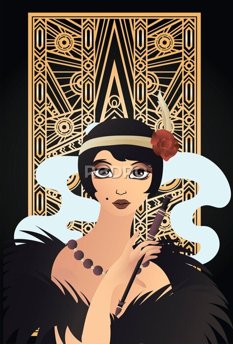 Poster Mooie vrouw met sigaar
