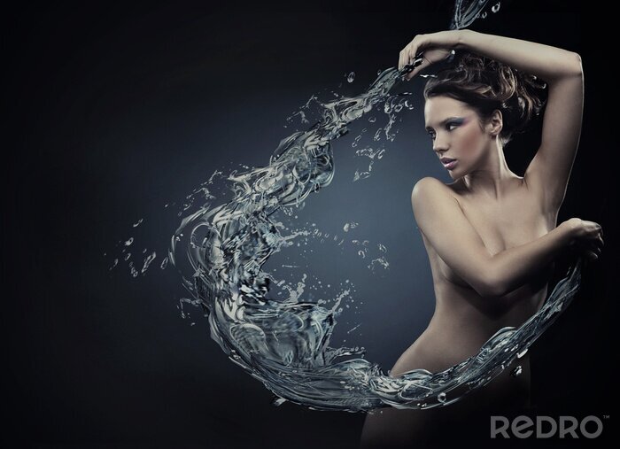 Poster Mooie vrouwen over water splash