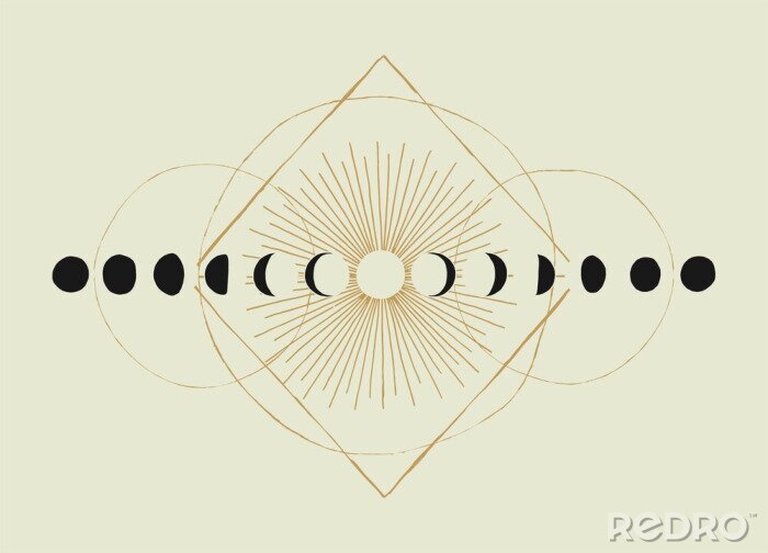 Poster Moon phases geometry vintage occult illustration t-shirt print