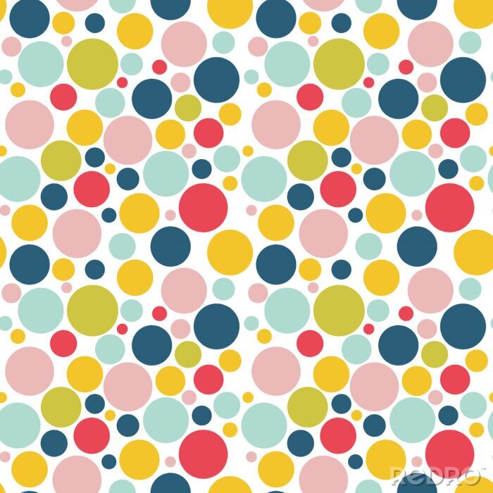 Poster Motief in gekleurde cirkels van verschillende grootte