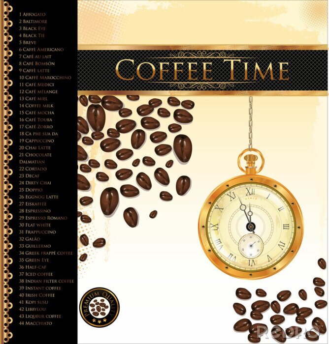 Poster Motief met soorten koffie