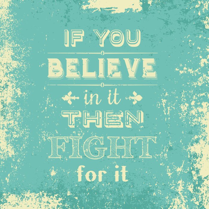 Poster Motiverende quote op een retro turquoise achtergrond