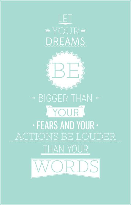 Poster Motiverende slogan op een blauwe achtergrond